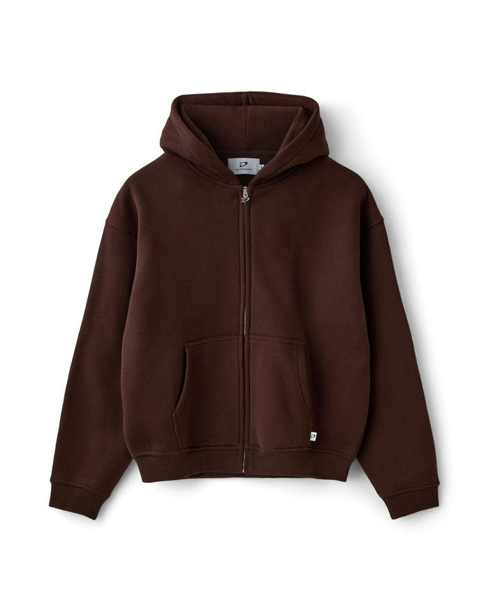 OVERSIZED ZIP HOODIE - BROWN
