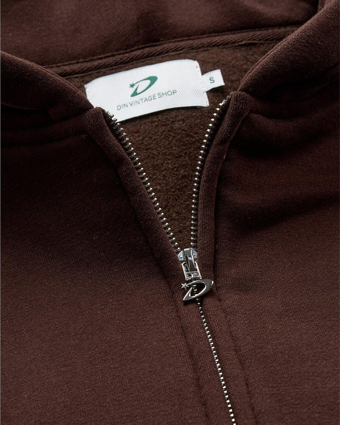 OVERSIZED ZIP HOODIE - BROWN