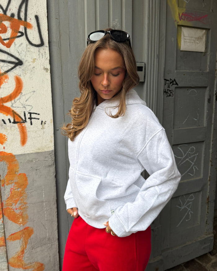 OVERSIZED ZIP HOODIE - LIGHT GREY