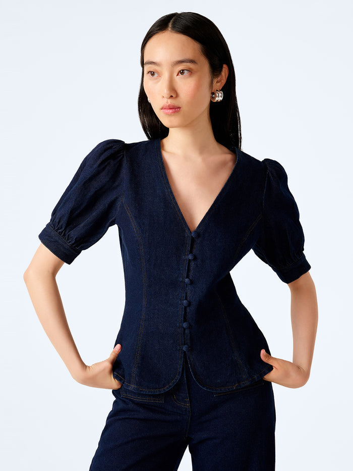 Paighton Blouse in Indigo