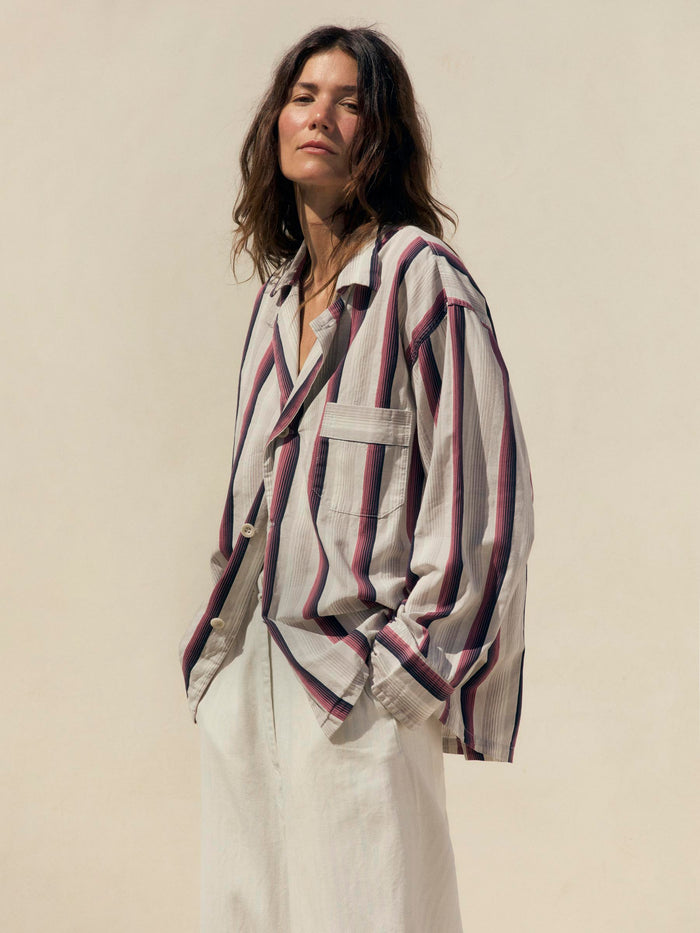 Gray palmer cerise striped button up