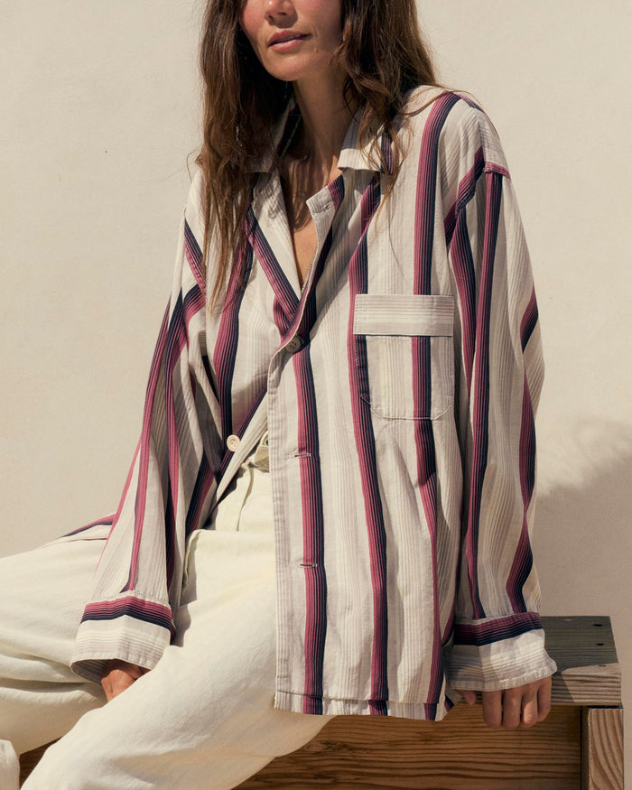 Gray palmer cerise striped button up
