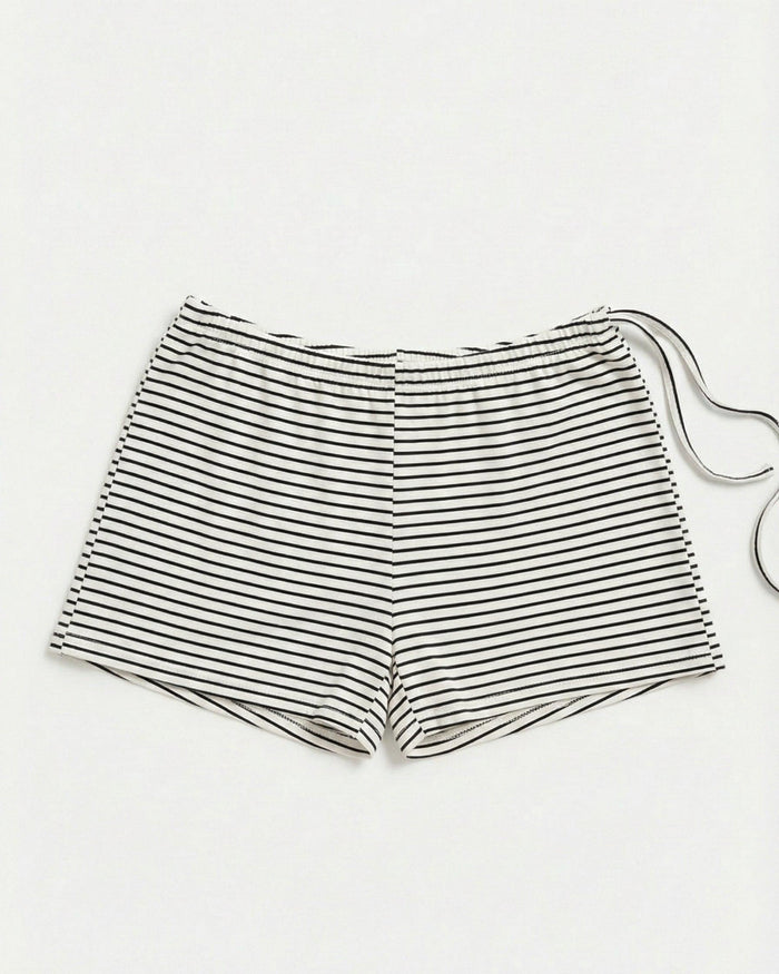 PARIS STRIPE SHORTS - OFFWHITE/BLACK