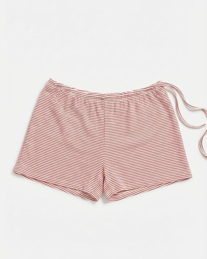 PARIS STRIPE SHORTS - OFFWHITE/RED