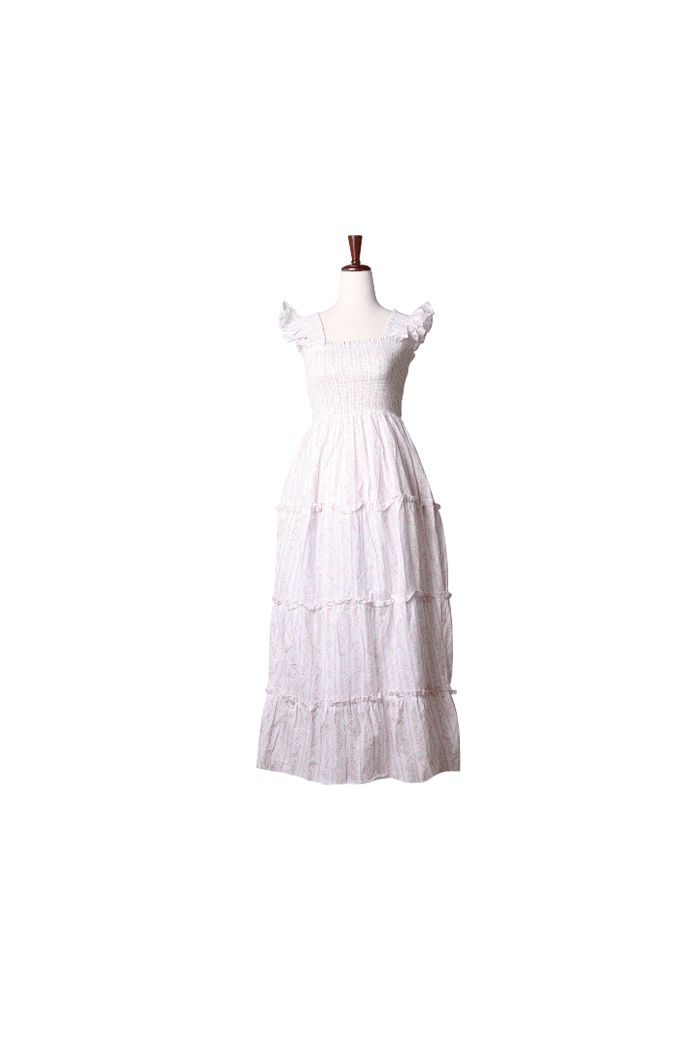 The Smocked Flamingo Apparel & Accessories Pink Spring Floral Smocked Mom Sleeveless Dress