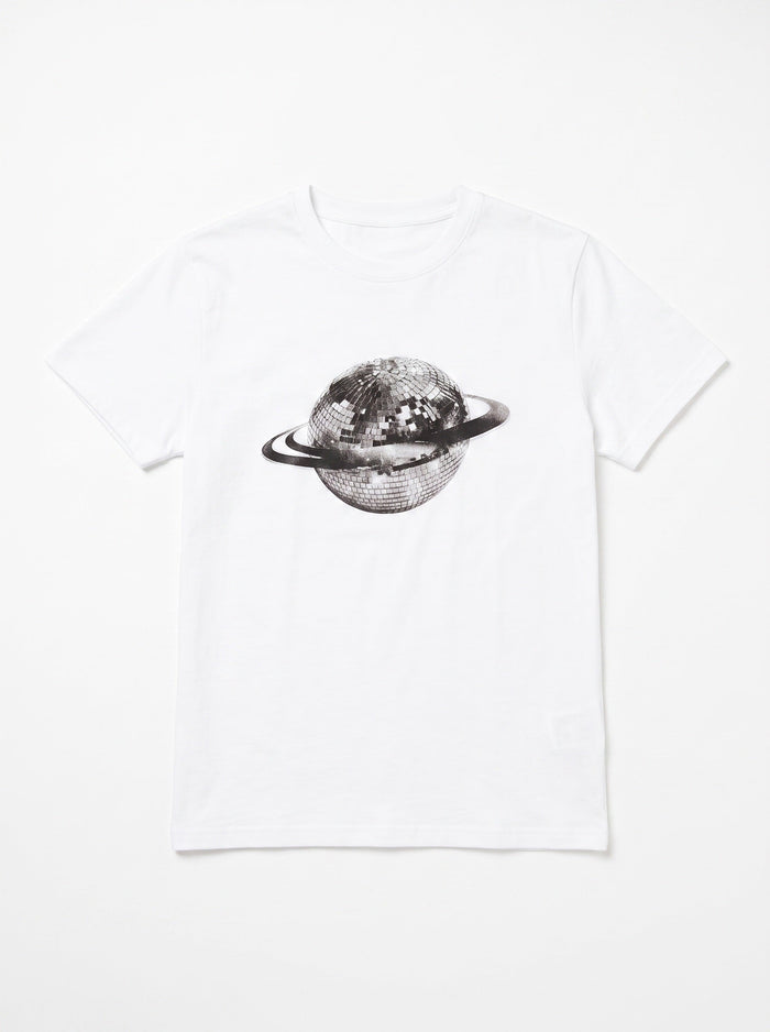 PLANET DISCO (black), BABY TEE - WHITE - Dinvintageshop