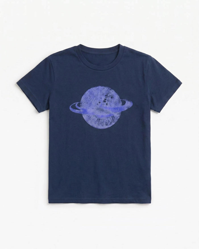 PLANET DISCO (violet), BABY TEE - NAVY