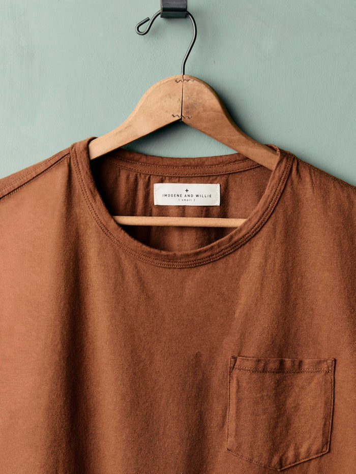 Dark Gray pocket tee in rust