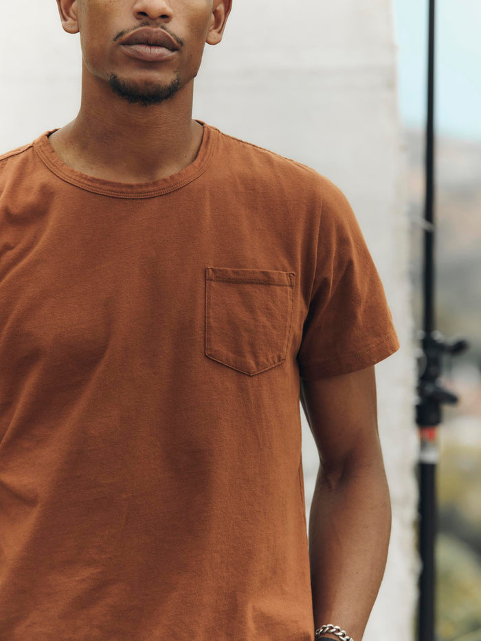 Saddle Brown pocket tee in rust