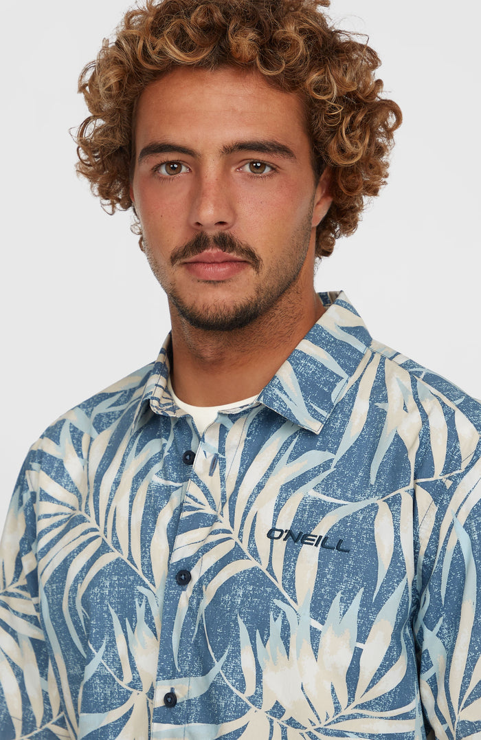 Print Shirt | Blue Dipped Leaves