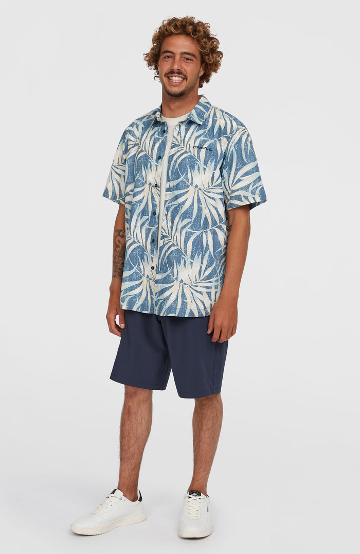 Print Shirt | Blue Dipped Leaves
