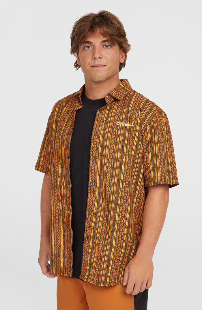 Print Shirt | Orange Pressed Lines