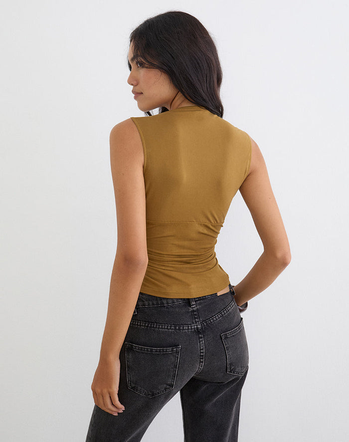 Image of Priska Knotted Top in Cupro Dark Yellow