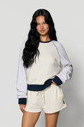 Raglan Crewneck - Cream/Heather/Navy