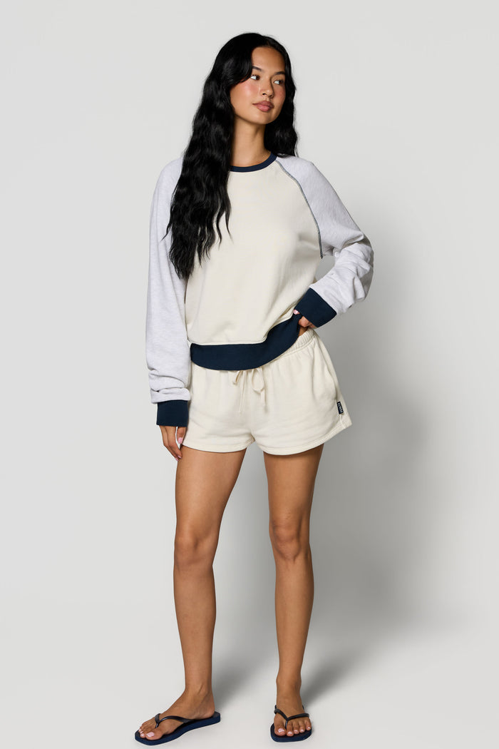 Raglan Crewneck - Cream/Heather/Navy