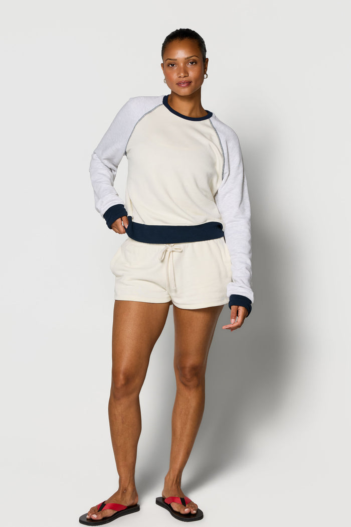 Raglan Crewneck - Cream/Heather/Navy