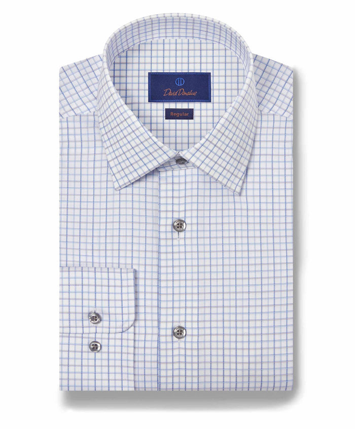 RBSP11854135 | White & Blue Windowpane Dress Shirt