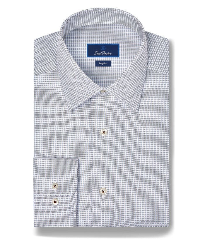 RBSP13002214 | Chocolate & Sky Micro Dobby Dress Shirt