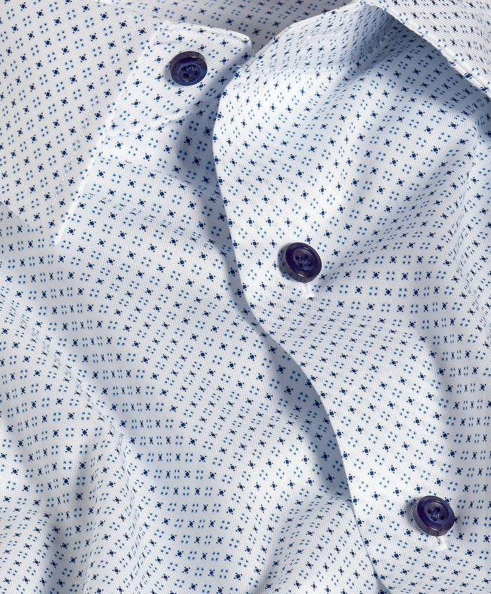 RBSP13206155 | White & Navy Micro Neat Print Dress Shirt