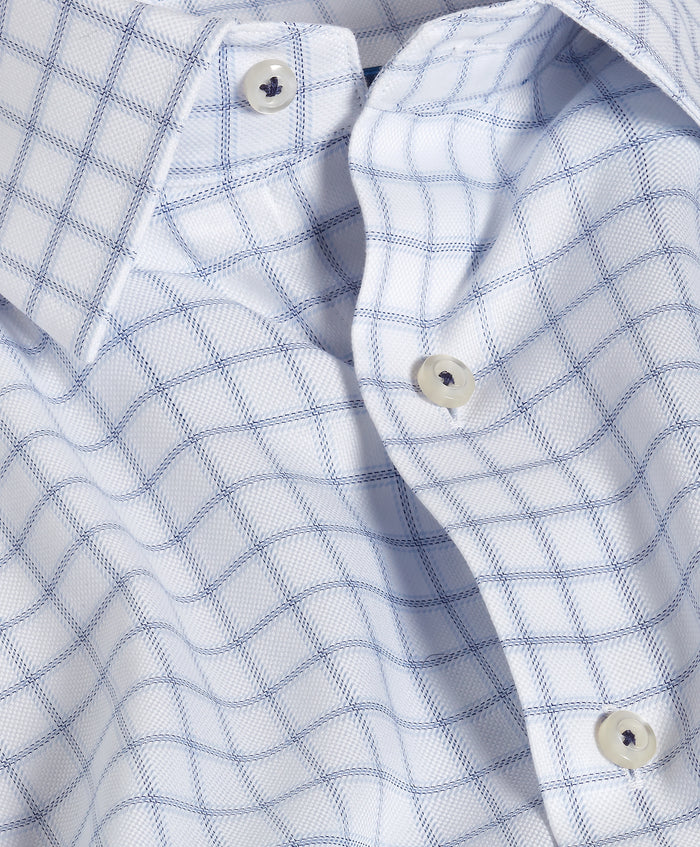 RBSP13810155 | White & Navy Windowpane Check Dress Shirt
