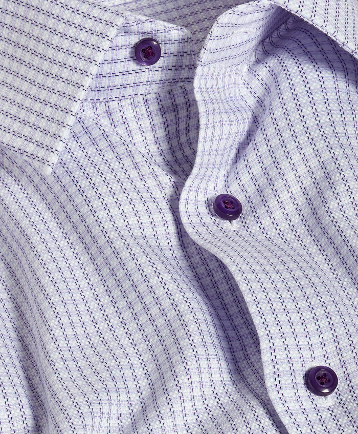 RBSP13811137 | White & Purple Textured Check Dress Shirt
