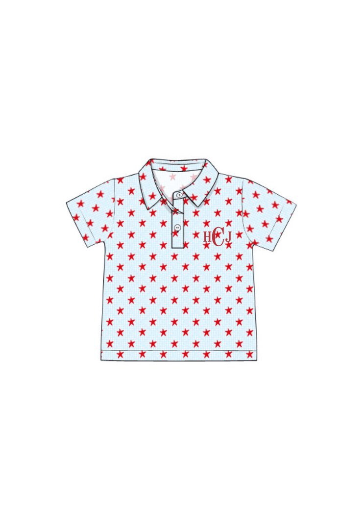 The Smocked Flamingo Apparel & Accessories Pre-Order Red Star Polo Shirt