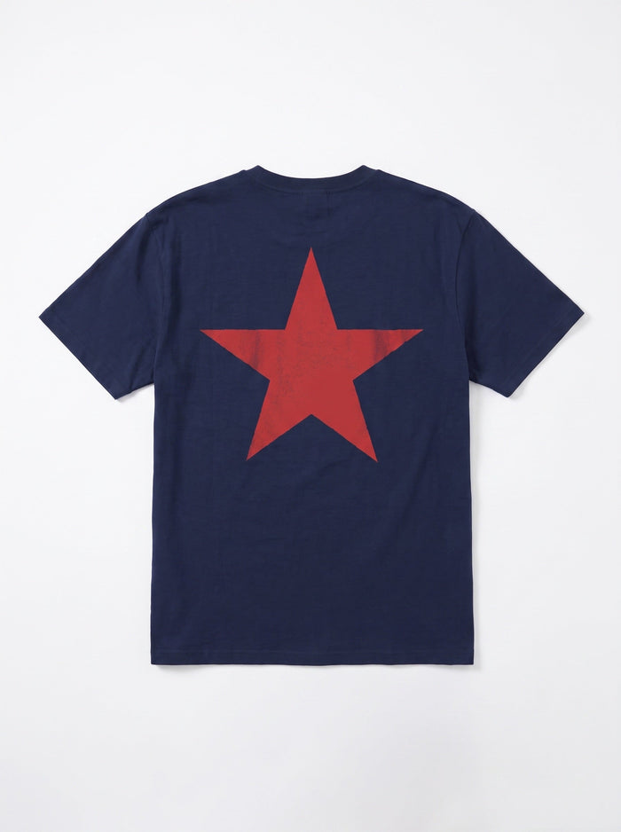 RED STAR (rygprint) UNISEX T-SHIRT - NAVY - Dinvintageshop