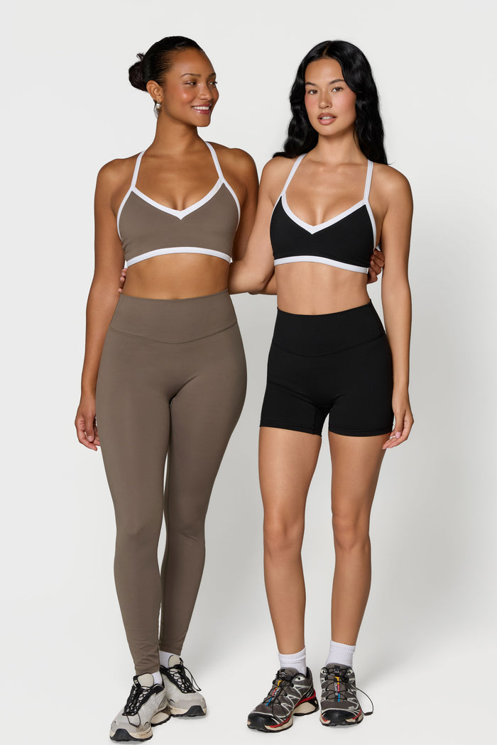 Reversible V-Neck Bra - Black/White - Walnut/White