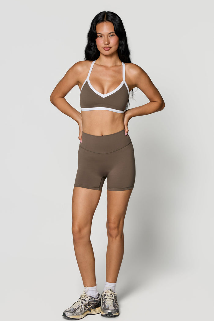 Reversible V-Neck Bra - Black/White - Walnut/White