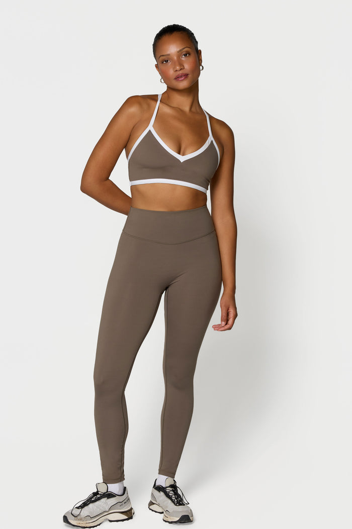 Reversible V-Neck Bra - Black/White - Walnut/White