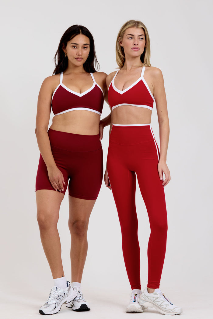 Reversible V-Neck Bra - Cherry/White - Sweetheart/White