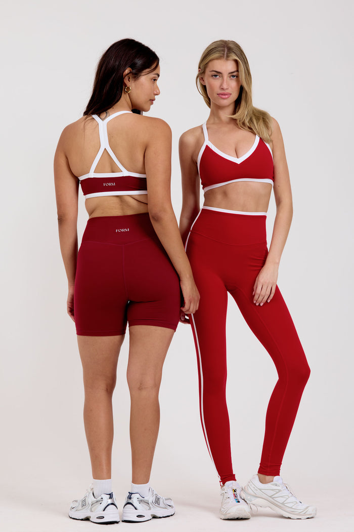 Reversible V-Neck Bra - Cherry/White - Sweetheart/White