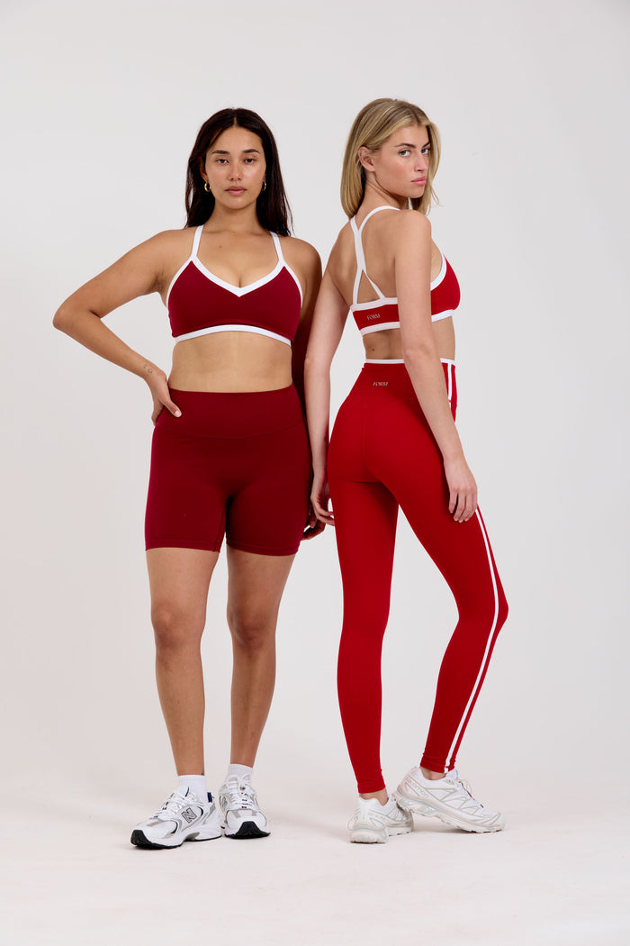 Reversible V-Neck Bra - Cherry/White - Sweetheart/White