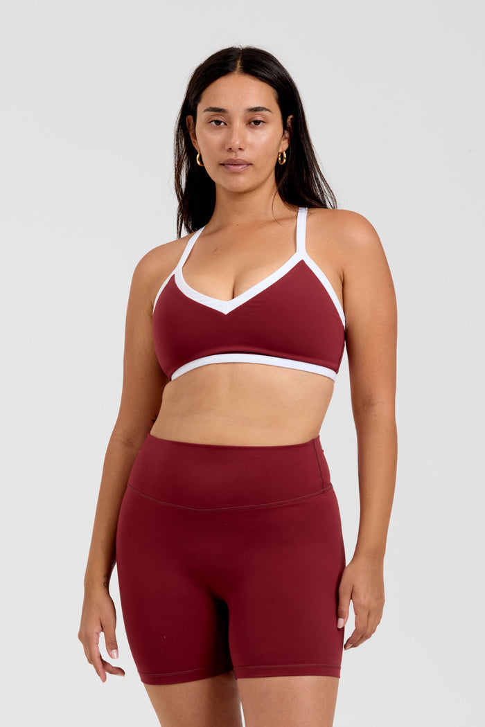 Reversible V-Neck Bra - Cherry/White - Sweetheart/White