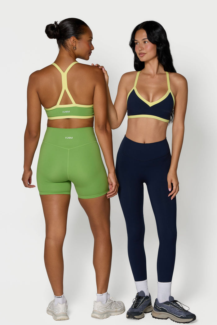 Reversible V-Neck Bra - Moss/Lemon - Navy/Lemon