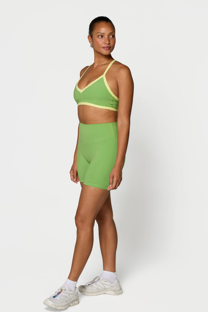 Reversible V-Neck Bra - Moss/Lemon - Navy/Lemon