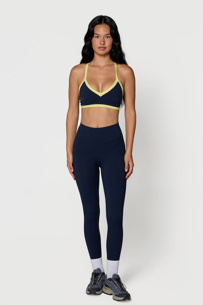 Reversible V-Neck Bra - Moss/Lemon - Navy/Lemon