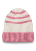 Ribbed Beanie - White and Pink Stripes