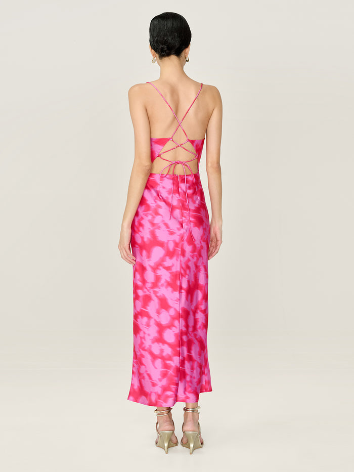 Riviera Dress in Blurred Floral Magenta