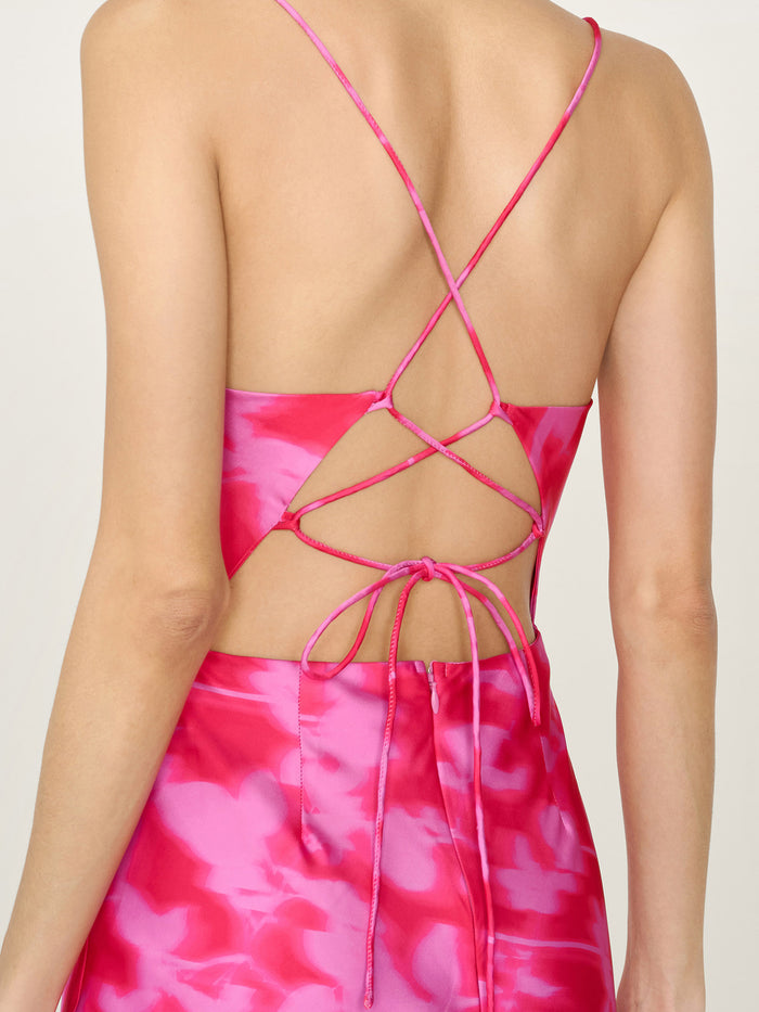 Riviera Dress in Blurred Floral Magenta