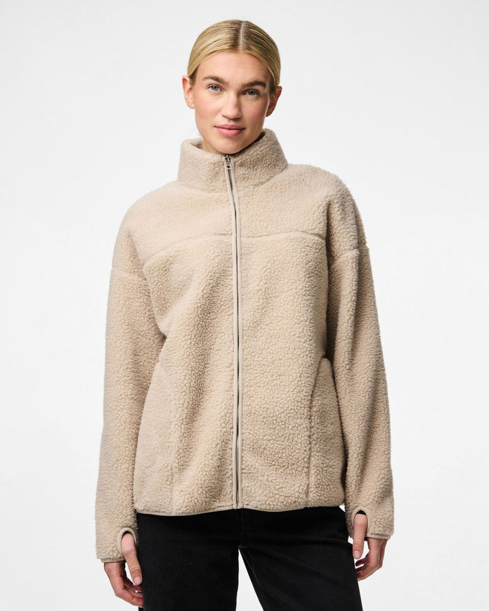 SADIA TEDDY JACKET - SILVER GRAY - Dinvintageshop
