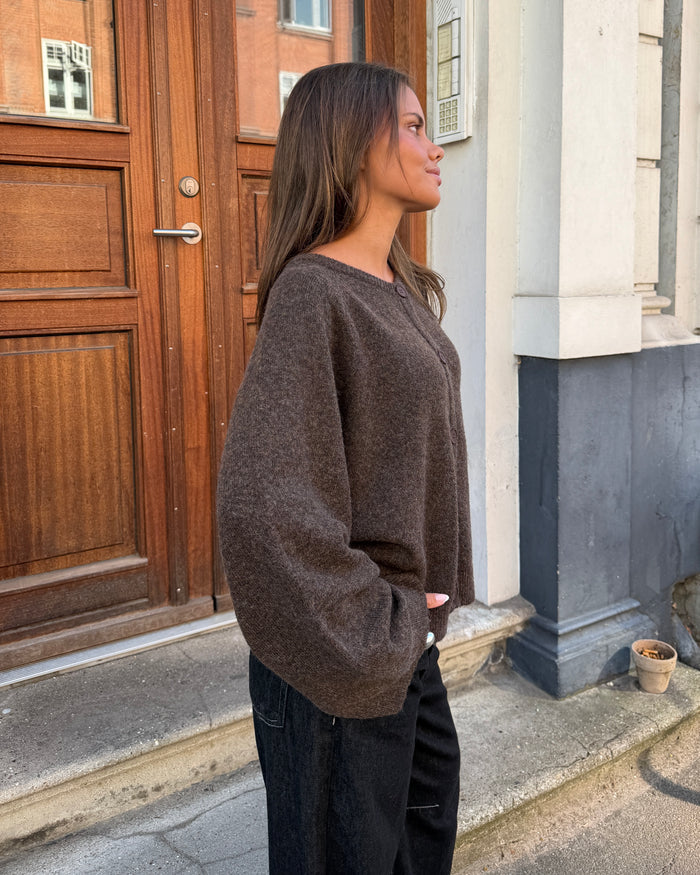 SADIE CARDIGAN - DARK BROWN - Dinvintageshop