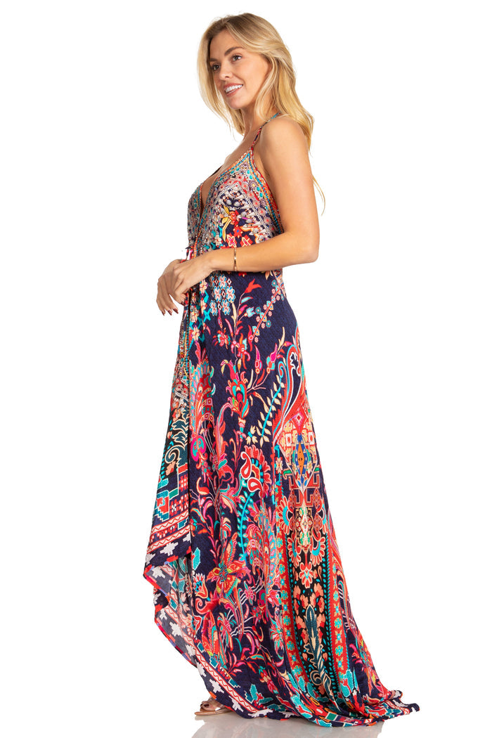 Sakkas Lizi 2025 Womens Maxi High-low Halter Handkerchief Long Dress Beach Party