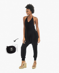 Black woman wearing black romper photoshoot #color_black