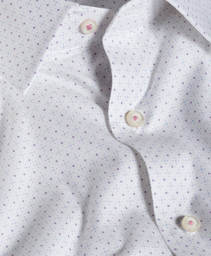 SBSP13200137 | White & Purple Micro Neat Print Stretch Dress Shirt