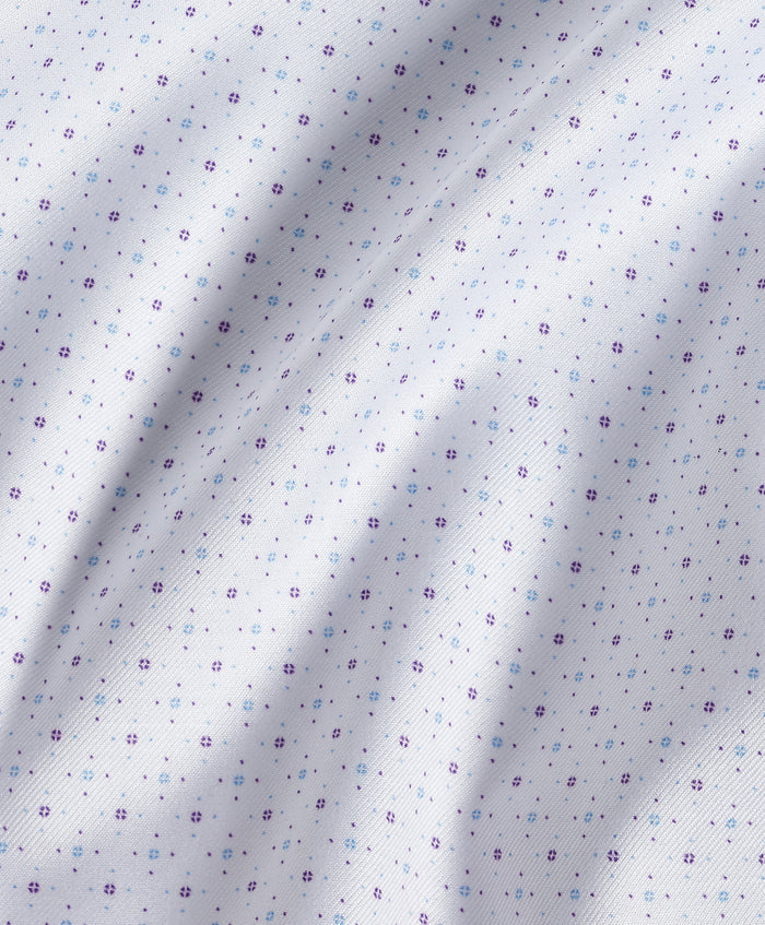 SBSP13200137 | White & Purple Micro Neat Print Stretch Dress Shirt