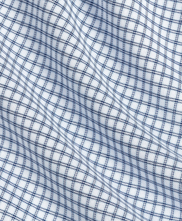 SBSP13801155 | White & Navy Twill Check Stretch Dress Shirt