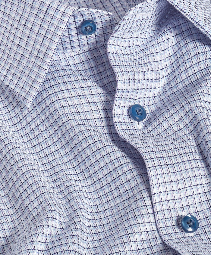 SBSP13802485 | Blue & Purple Twill Check Stretch Dress Shirt