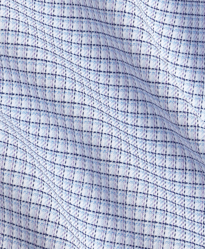 SBSP13802485 | Blue & Purple Twill Check Stretch Dress Shirt