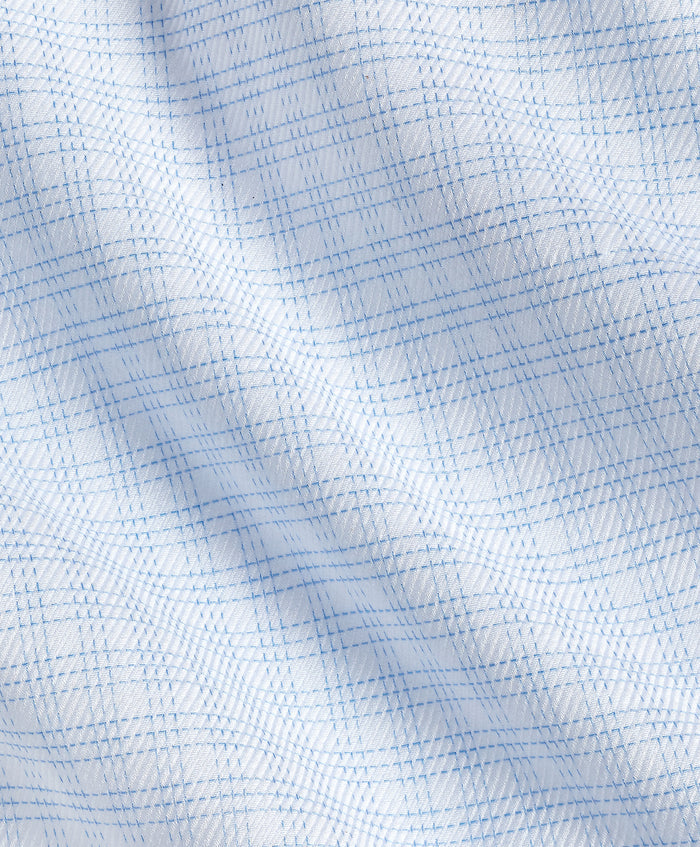 SBSP13819136 | White & Sky Twill Check Stretch Dress Shirt